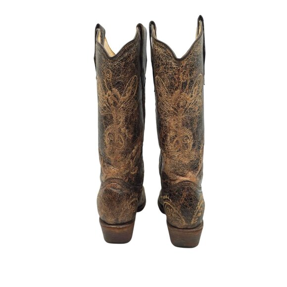 Circle G Western Boots Womens 7M Pointed Toe Embroidery Cowgirl Brown Leather - Picture 6 of 15